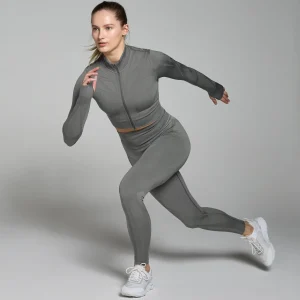 MYPROTEIN MP Damen Tempo Ultra Geometric Nahtlose Crop-Jacke – Carbon*Damen Jacken & Westen