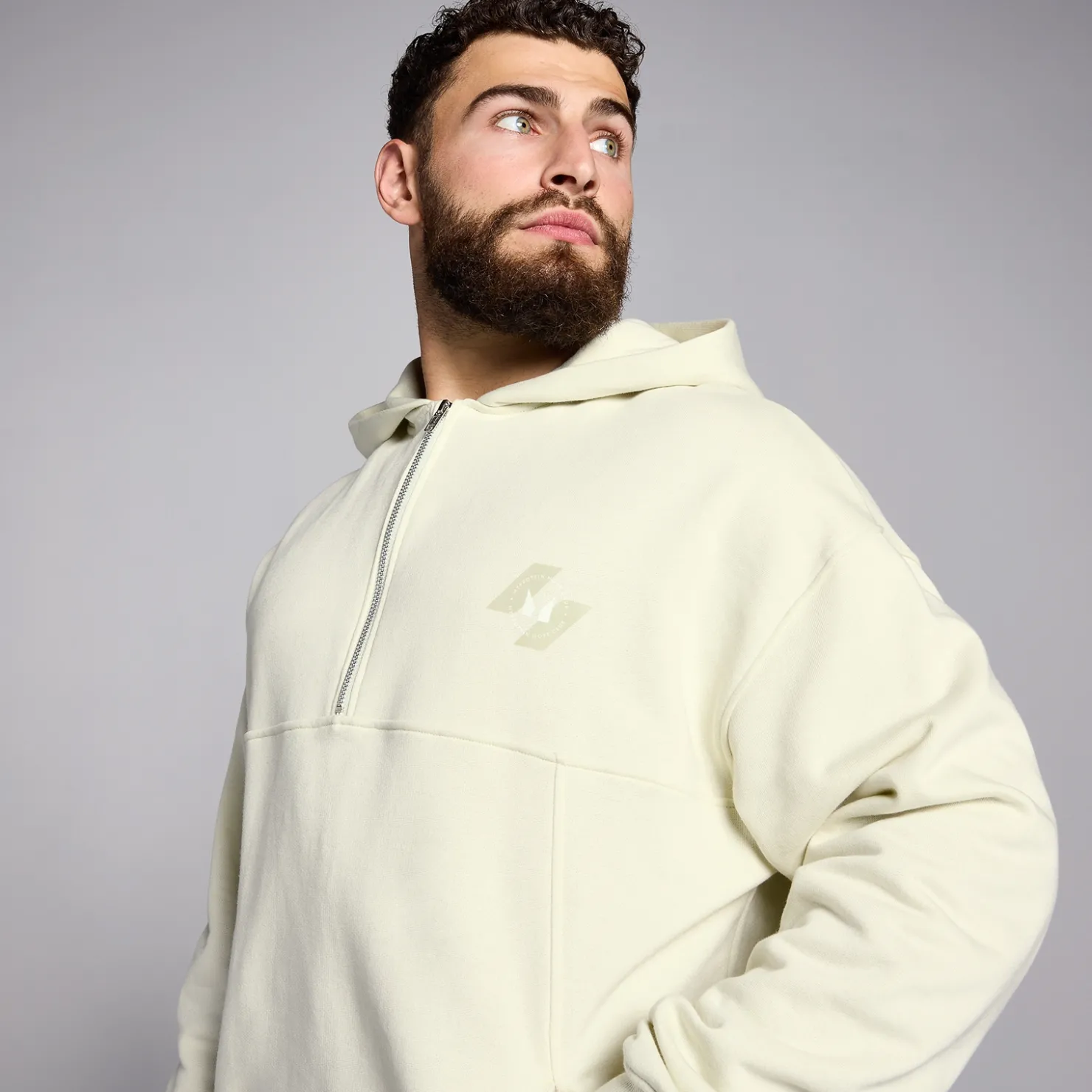 MYPROTEIN MP Herren Hybrid Kapuzenpulli mit 1/4-Reißverschluss – Gerstengrün*Herren Tracksuits | Hoodies