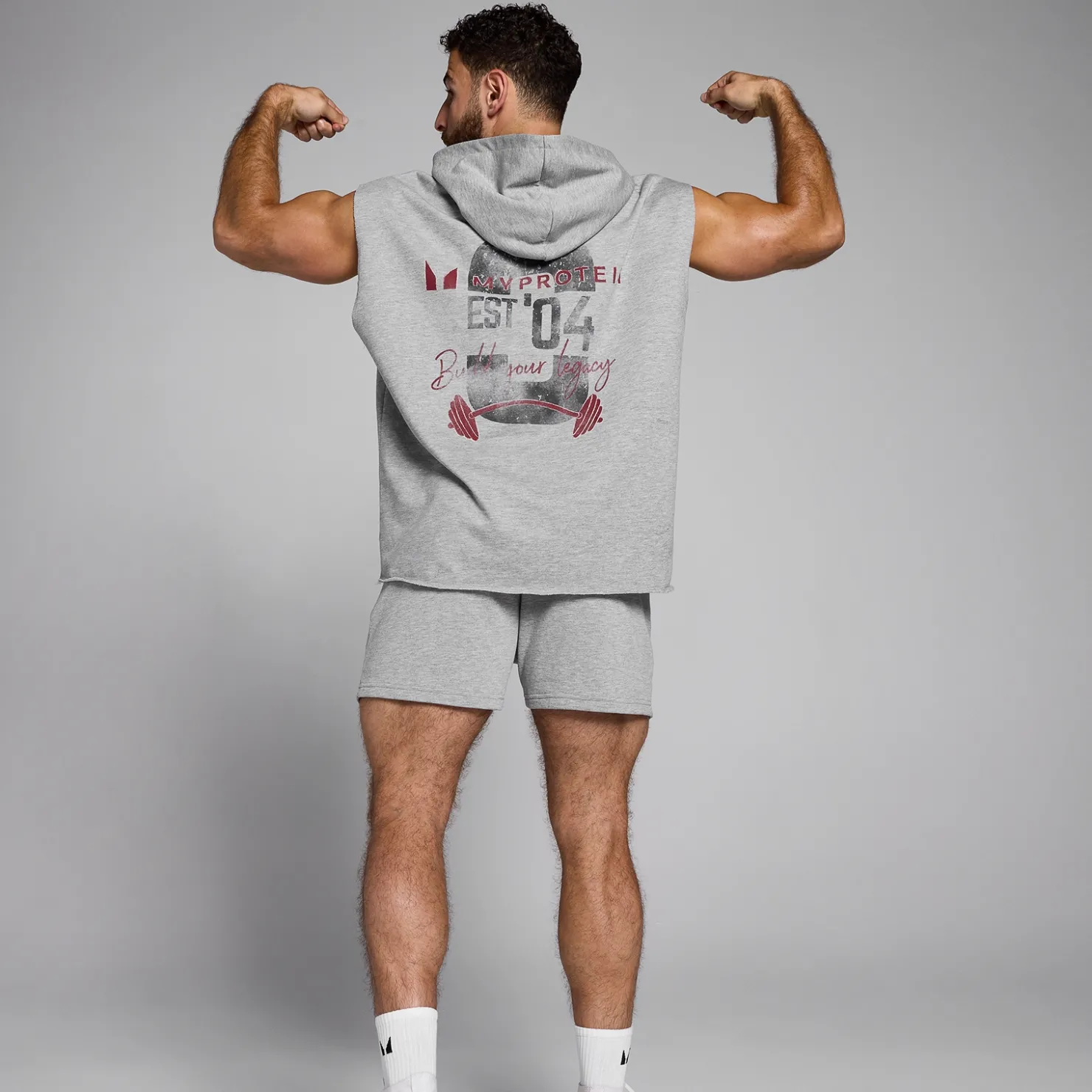 MYPROTEIN MP Herren Origin Top mit Kapuze und Grafik – Hellgrau*Herren Tracksuits | Hoodies