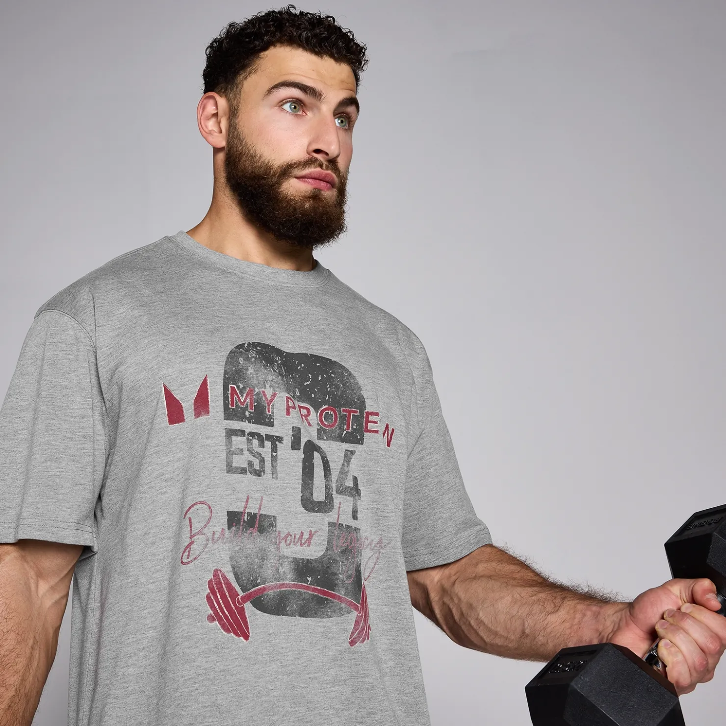 MYPROTEIN MP Origin T-Shirt mit Grafik – Hellgrau*Herren T-Shirts & Tops