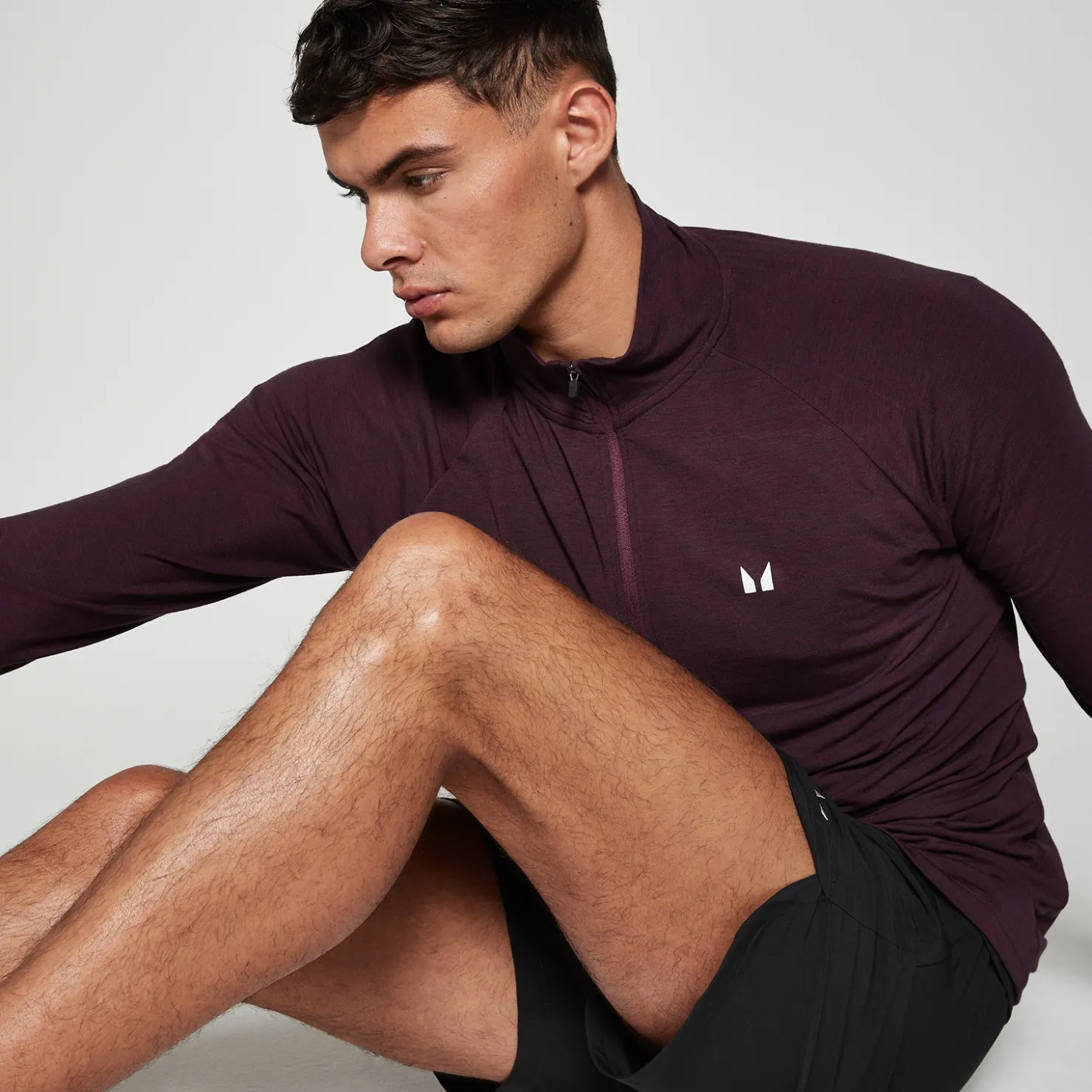 MYPROTEIN MP Performance Oberteil mit 1/4-Reißverschluss für Herren – Merlot meliert*Herren T-Shirts & Tops