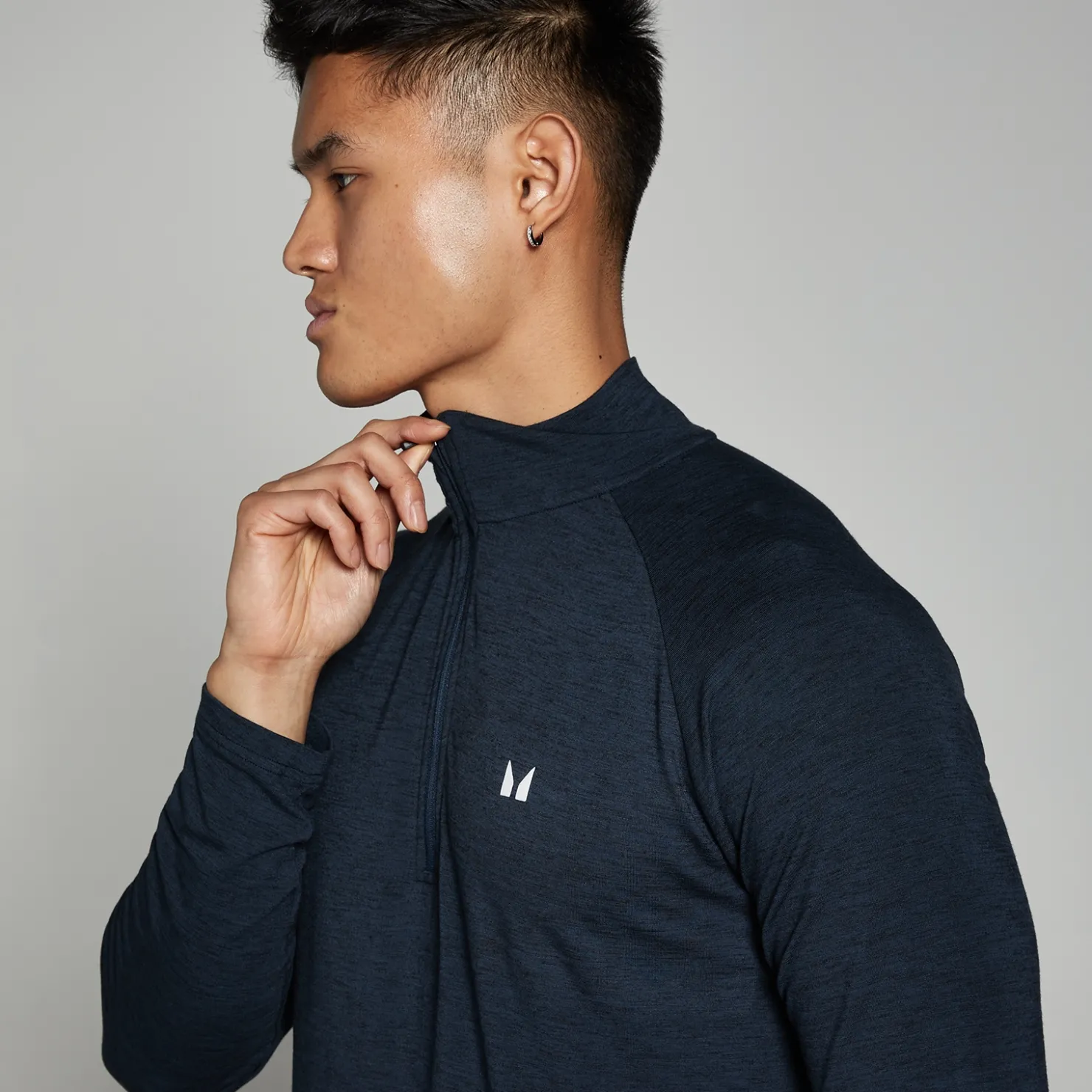 MYPROTEIN MP Performance Oberteil mit 1/4-Reißverschluss für Herren – Navy meliert*Herren T-Shirts & Tops