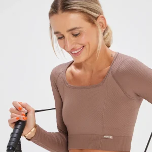 MYPROTEIN MP x Tatiana Nahtloses Croptop mit langen Ärmeln – Haselnuss*Damen Crop Tops | T-Shirts & Tops